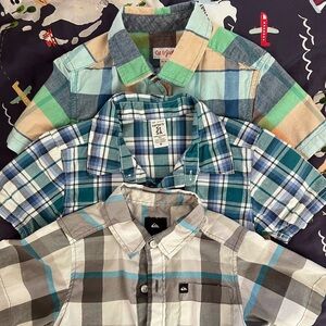 3 boys button down short sleeved shirts